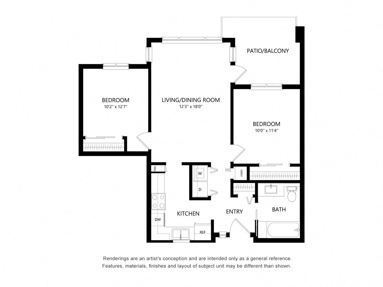 Floor plan for 2 beds